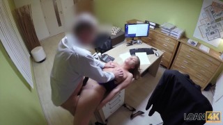 LOAN4K. Banker is ready to help a babe if she gives something in return