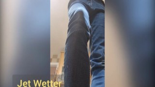 Desperately peeing and soaking my jeans and stripping