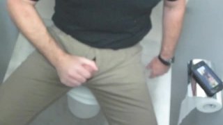 Jerking-off in the office toilet stall